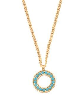 SHAANTI JEWELS Made In India 18kt Gold Plated Turquoise Pendant Necklace